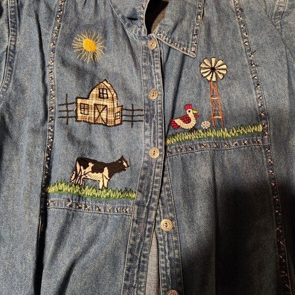 🐄 VTG New Direction Denim 2-Piece Set Farm Embroidery MP Y2K 🌻 - Picture 7 of 10